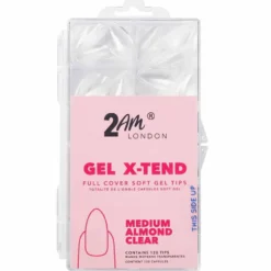 2AM London Gel X-Tend Soft Gel Tips, Medium Almond Clear - Pack of 120