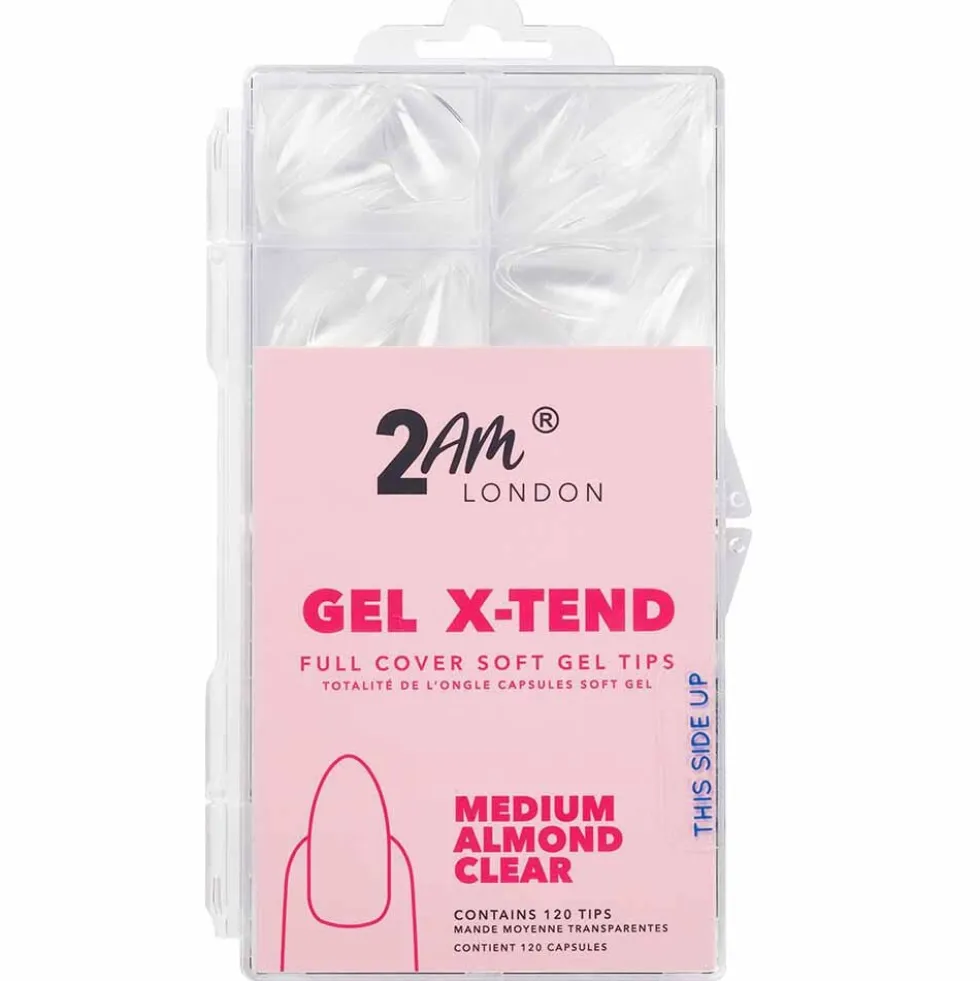 2AM London Gel X-Tend Soft Gel Tips, Medium Almond Clear - Pack of 120