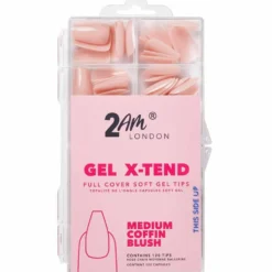 2AM London Gel X-Tend Soft Gel Tips, Medium Coffin Blush - Pack of 120