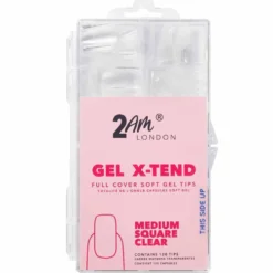 2AM London Gel X-Tend Soft Gel Tips, Medium Square Clear - Pack of 120