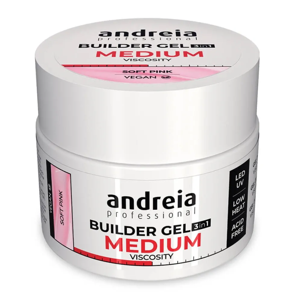 Andreia Professional Builder Gel 3 In 1 - Medium Viscosity Soft Pink 44gr