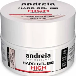 Andreia Professional Hard Gel 2 In 1 - High Viscosity Glitter Soft White 22gr