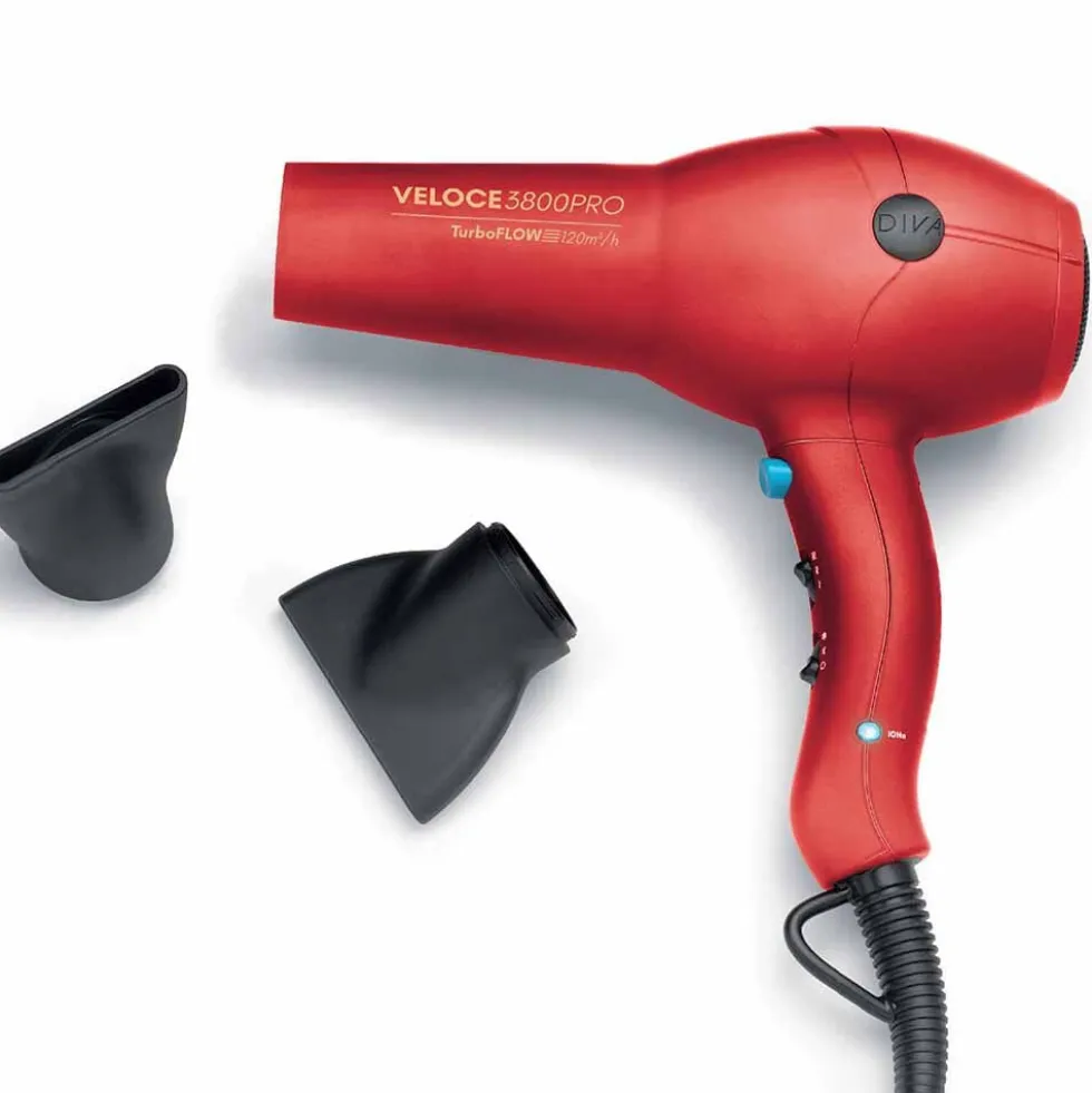 Diva Edit Veloce 3800 Pro Hair Dryer Red