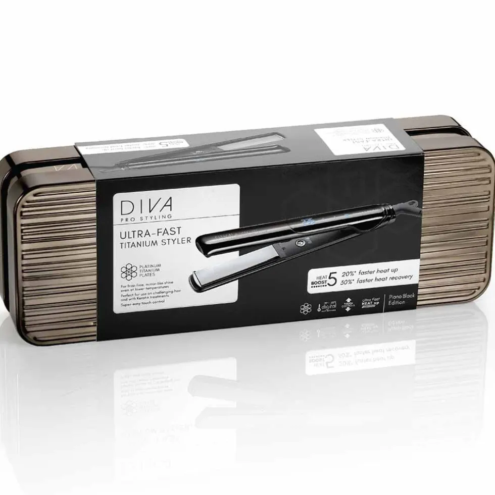 Diva Professional Styling Ultra Fast, Titanium Styler Black Edition