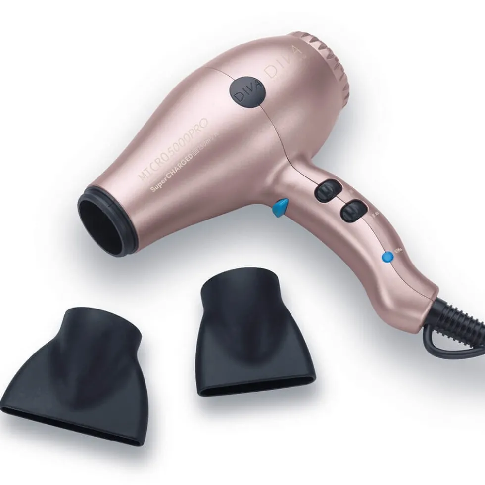 Diva Pro Styling Micro 5000 Pro Mini Hair Dryer, Millennial Pink