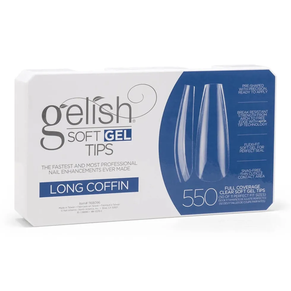 Gelish Soft Gel Tips - Long Coffin, Pack of 550