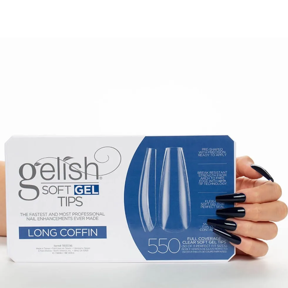 Gelish Soft Gel Tips - Long Coffin, Pack of 550
