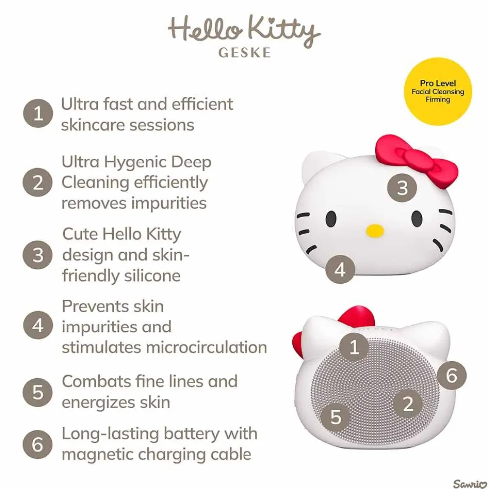 GESKE Hello Kitty Sonic Facial Brush 4 in 1