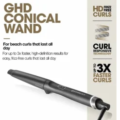 ghd Chronos Curve Conical Wand, Black
