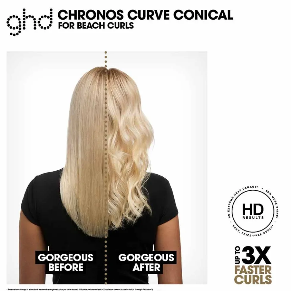 ghd Chronos Curve Conical Wand, Black