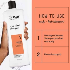 Nioxin System 4 Scalp + Hair Thickening Shampoo for Coloured, Dry and Damaged Hair with Progressed Thinning 1L