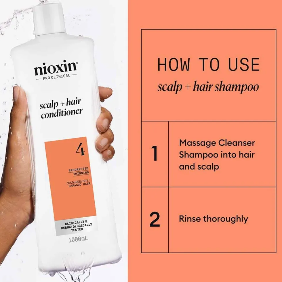 Nioxin System 4 Scalp + Hair Thickening Conditioner for Coloured, Dry and Damaged Hair with Progressed Thinning 1L