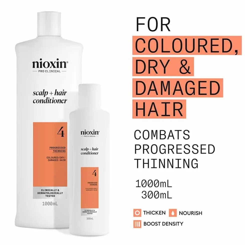Nioxin System 4 Scalp + Hair Thickening Conditioner for Coloured, Dry and Damaged Hair with Progressed Thinning 1L