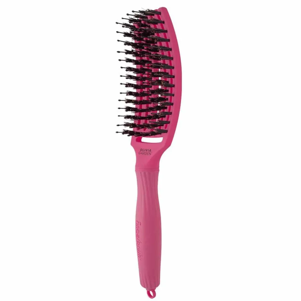 Olivia Garden Care Ionic Fingerbrush Hair Brush - Hot Pink