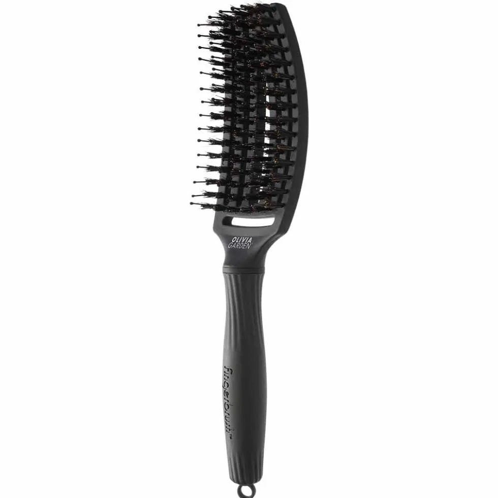 Olivia Garden Care Ionic Fingerbrush Hair Brush - Medium Black