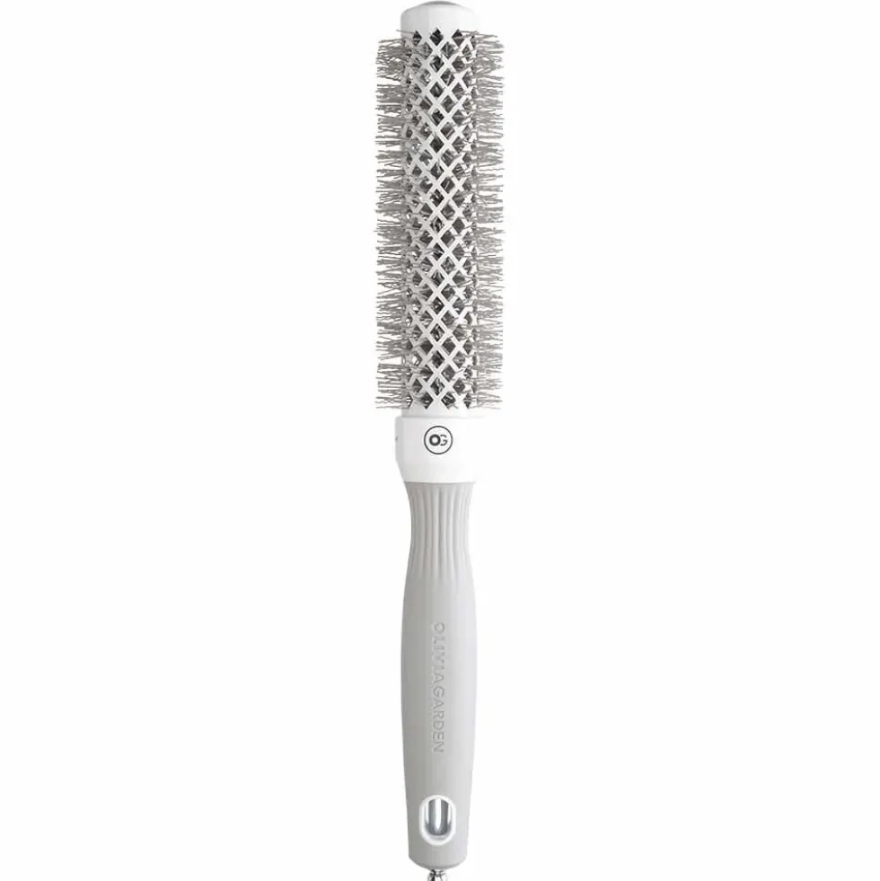 Olivia Garden Expert Blowout Round Hair Brush Speed White & Grey 25mm