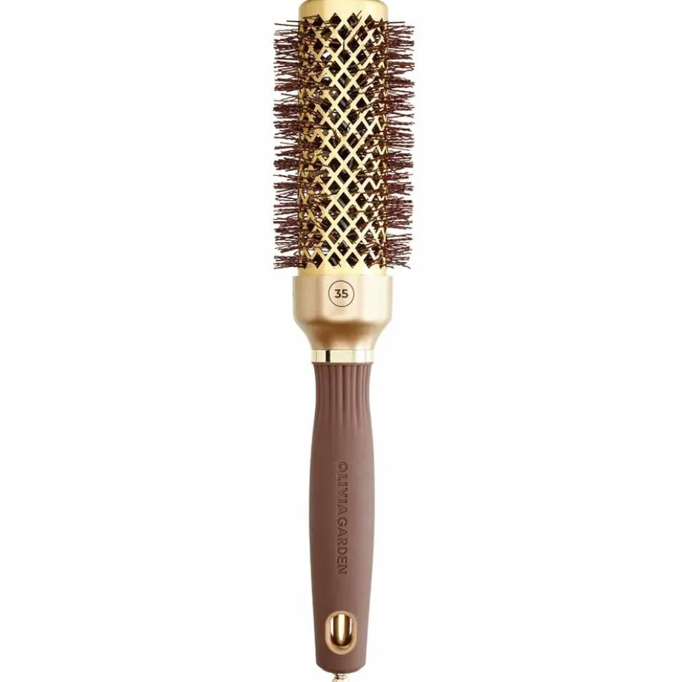 Olivia Garden Expert Blowout Round Hair Brush Blowout Shine Gold & Brown 35mm
