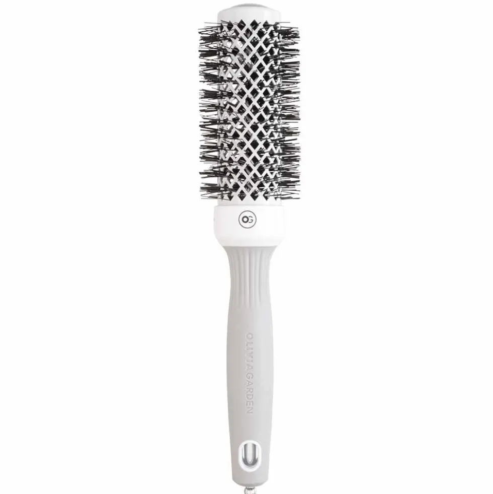 Olivia Garden Expert Blowout Round Hair Brush Shine White & Grey 35mm