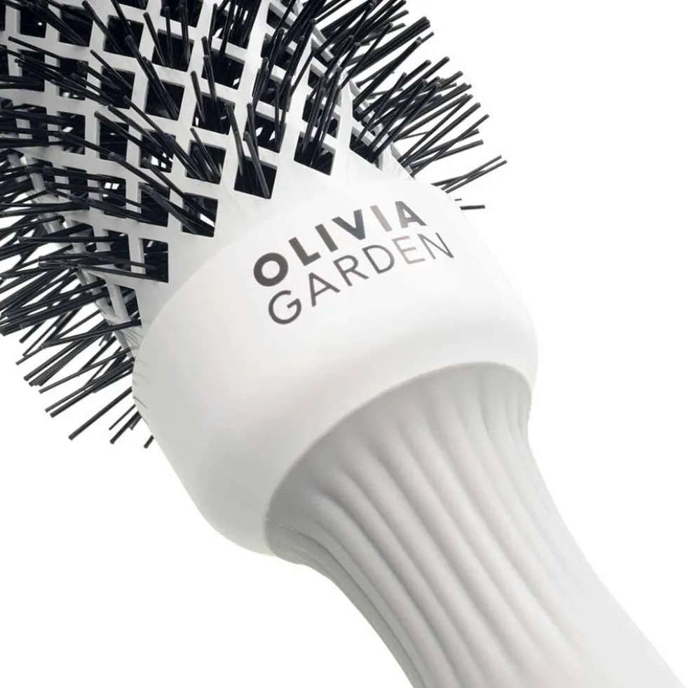 Olivia Garden Expert Blowout Round Hair Brush Shine White & Grey 35mm