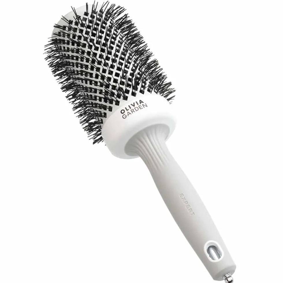 Olivia Garden Expert Blowout Round Hair Brush Shine White & Grey 55mm