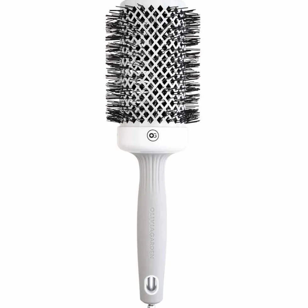 Olivia Garden Expert Blowout Round Hair Brush Shine White & Grey 55mm