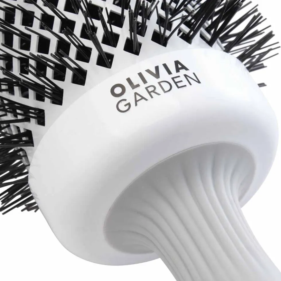 Olivia Garden Expert Blowout Round Hair Brush Shine White & Grey 55mm