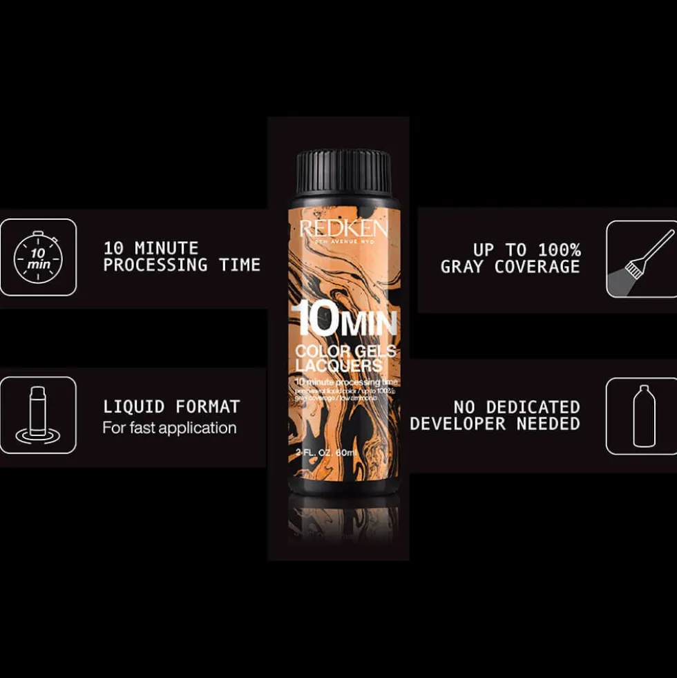 Redken Color Gels Lacquers 10 Minute Permanent Liquid Hair Colour 6ABN Brown Smoke 60ml