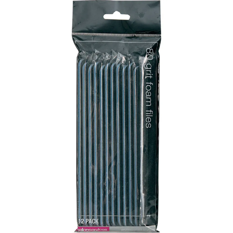 Salon Services Foam Nail File Black 80 Grit Pack of 12