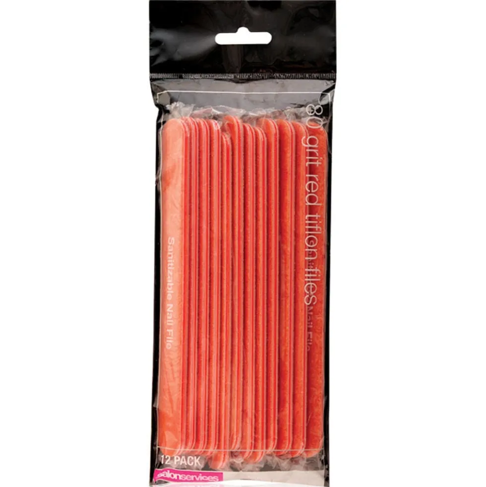 Salon Services Tiflon Nail File Red 80 Grit Pack of 12