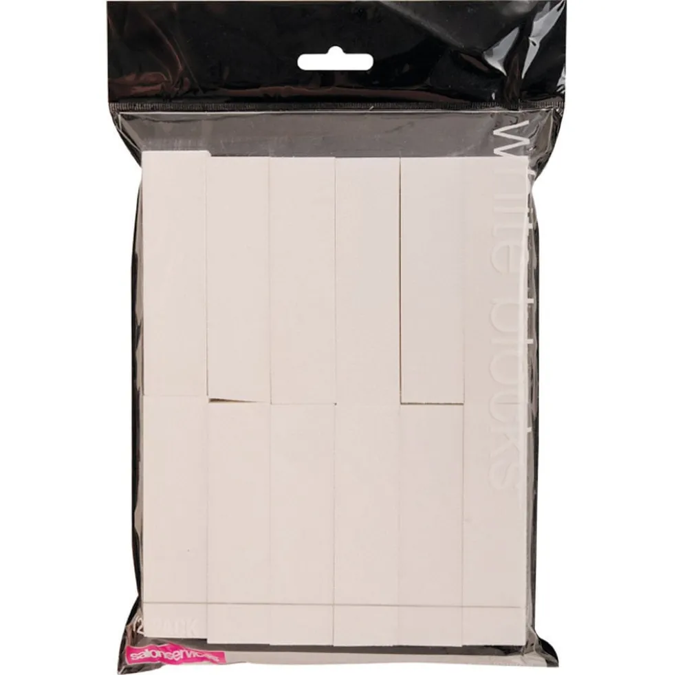 Salon Services White Nail Blocks 240 Grit, Pack of 12