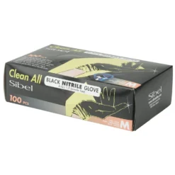 Sibel Black Nitrile Gloves, Medium, Pack of 100