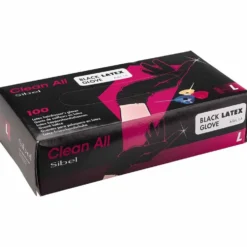 Sibel Black Powder Free Latex Disposable Gloves, Large, Pack of 100