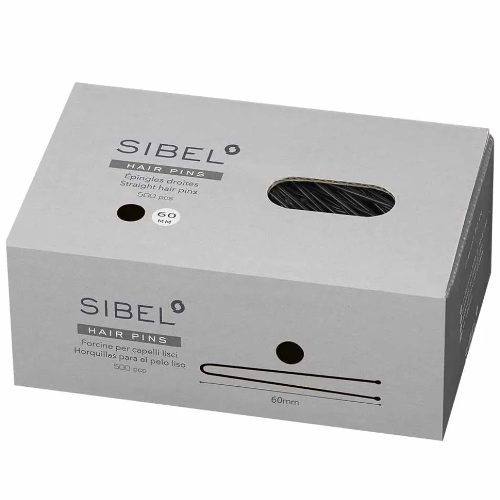 Sibel Metal Straight Bobby Pins 60mm, Black, Pack of 500