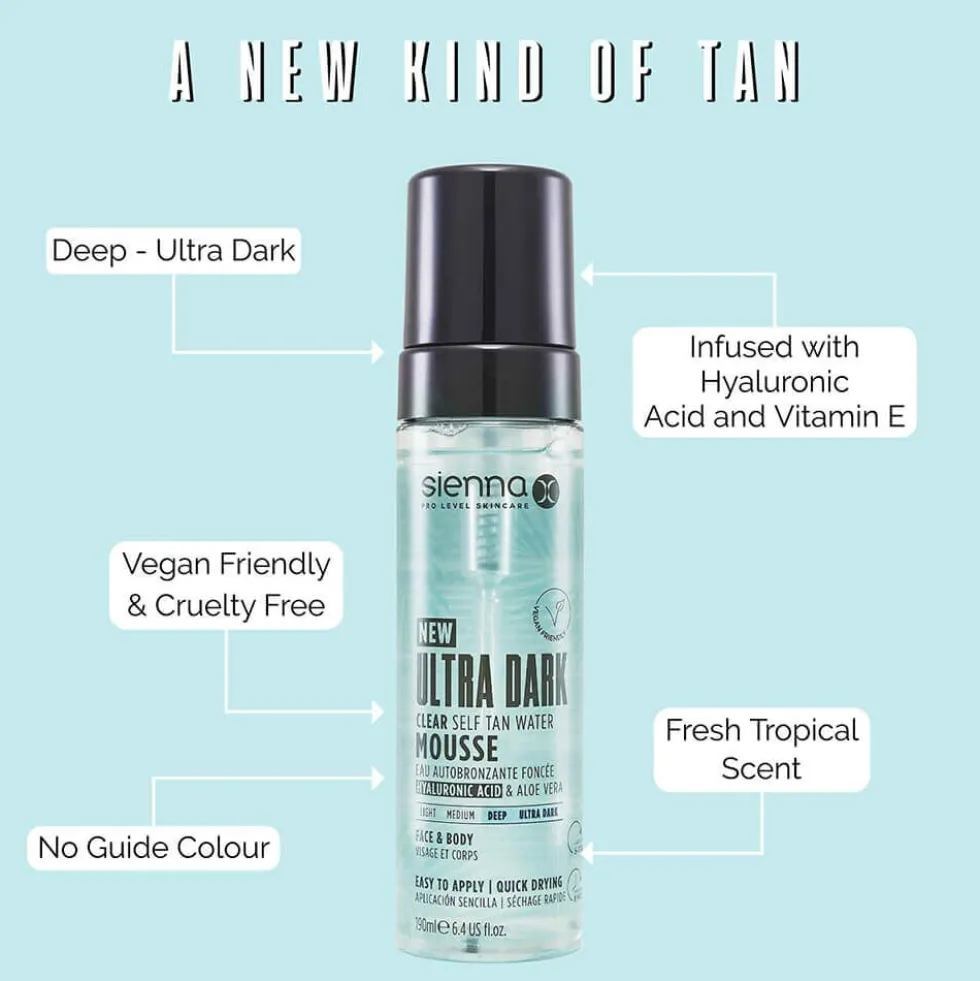 Sienna X Deep Ultra Dark Clear Self Tan Water Mousse 200ml