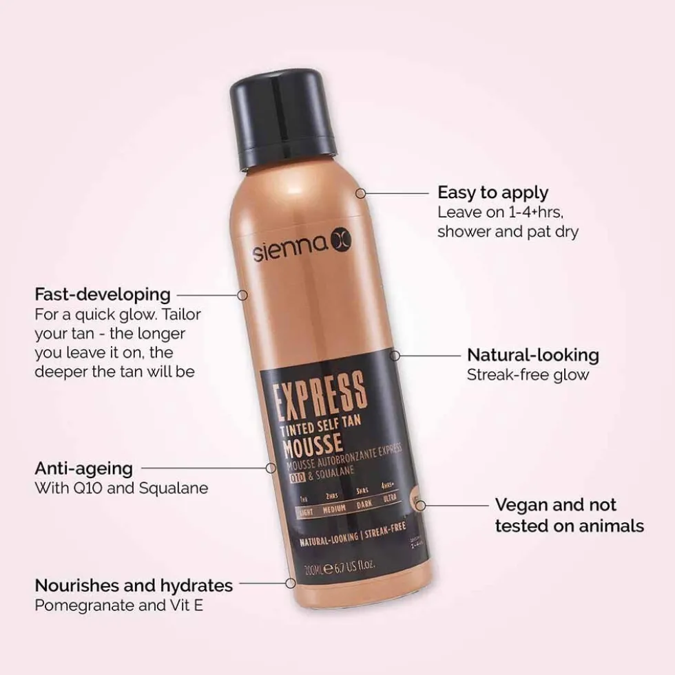 Sienna X Express Q10 Tinted Self Tan Mousse 200ml