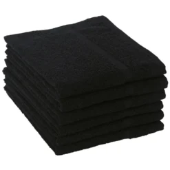S-PRO Bleach Resistant Towels, Black, Pack of 6