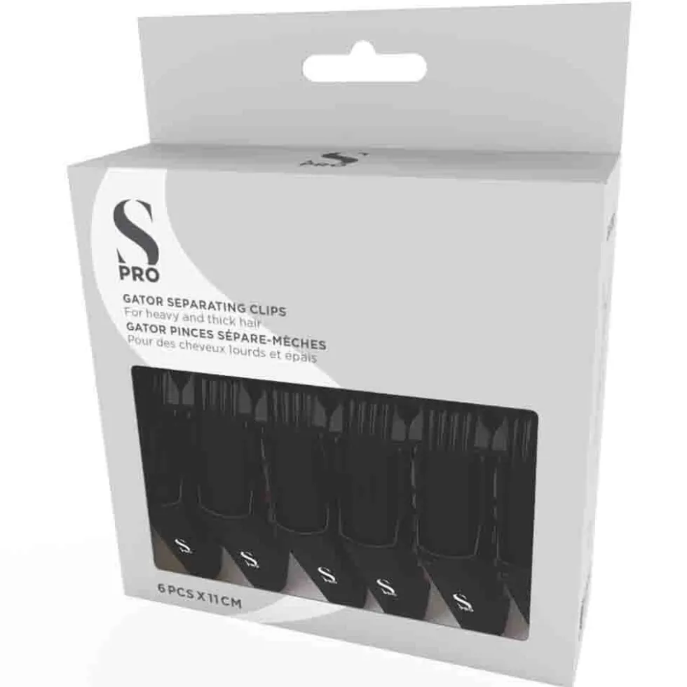 S-PRO Gator Separating Hair Clips, Pack of 6