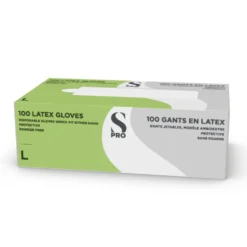 S-PRO Powder-Free Latex Gloves, Large, Pack of 100