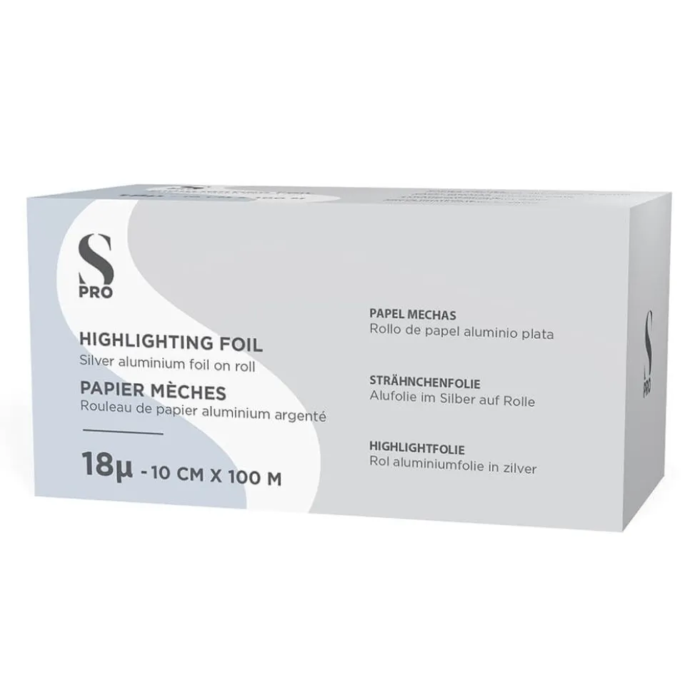 S-PRO Premium Silver Aluminium Highlighting Foil Roll, 18 microns, 10cm x 100m