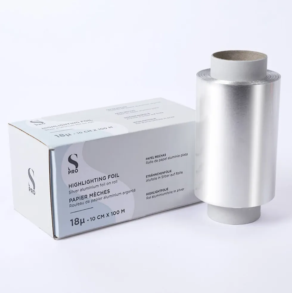S-PRO Premium Silver Aluminium Highlighting Foil Roll, 18 microns, 10cm x 100m