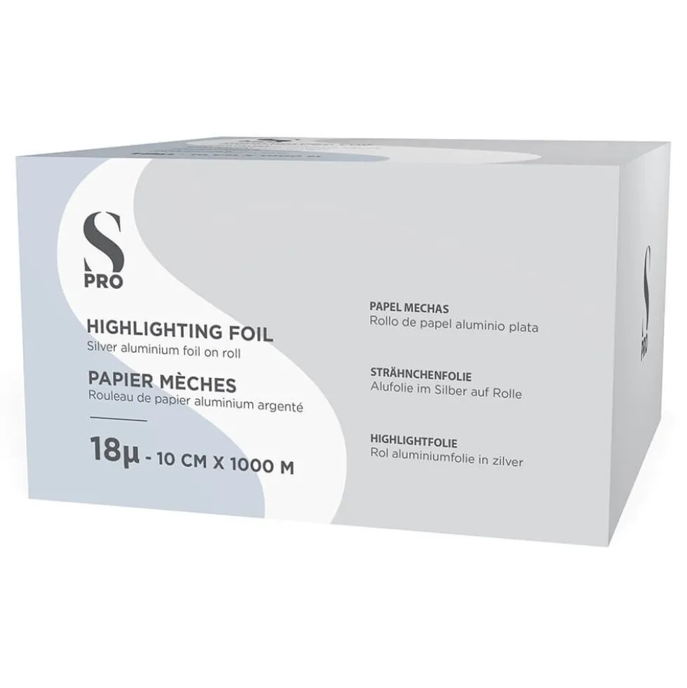 S-PRO Premium Silver Aluminium Highlighting Foil Roll, 18 microns, 10cm x 1000m