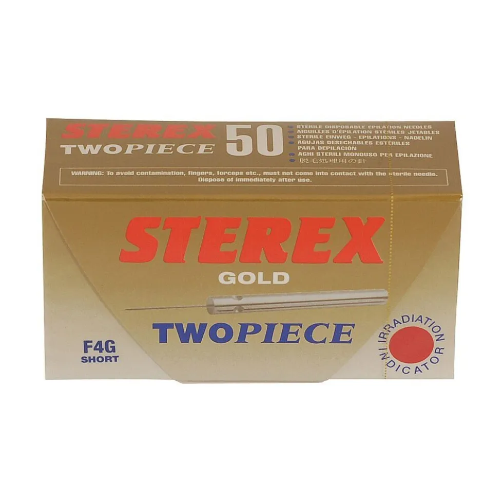 Sterex Electrolysis 2 Piece Needles F4G Gold