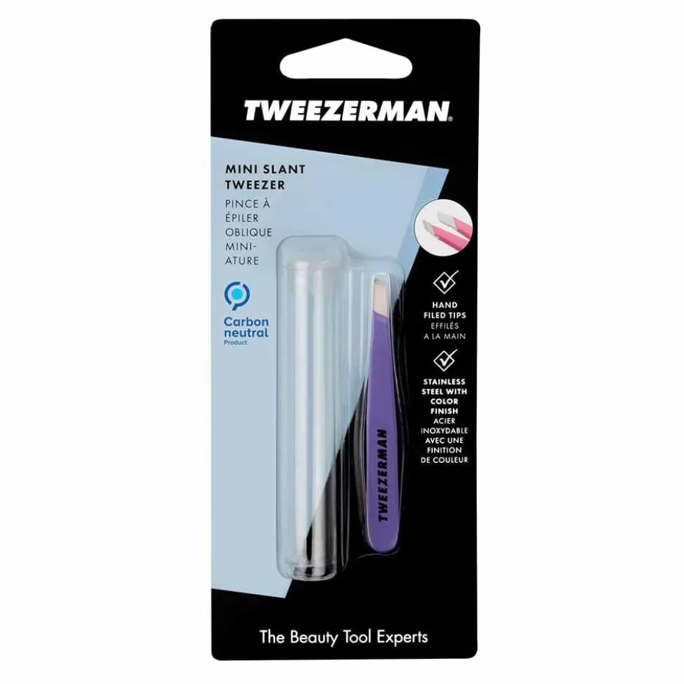 Tweezerman Mini Slant Tweezers, Assorted Colours, Single Tweezer