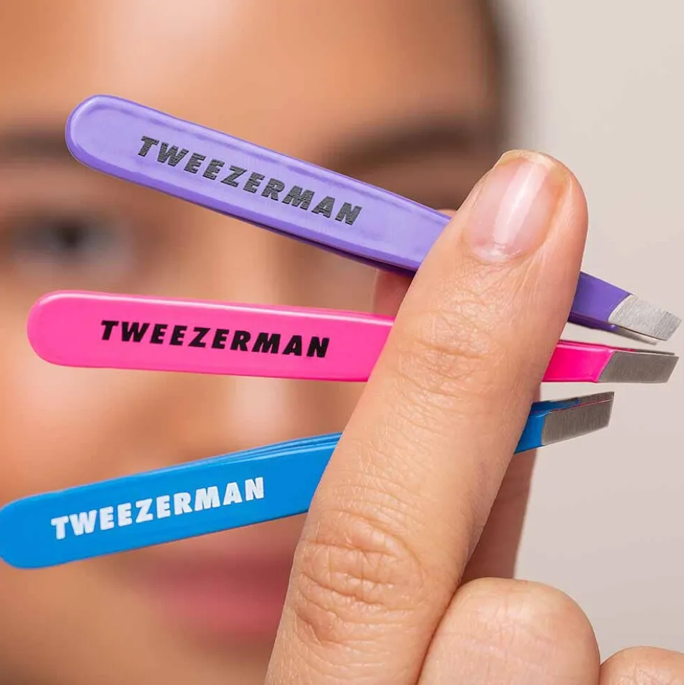 Tweezerman Mini Slant Tweezers, Assorted Colours, Single Tweezer
